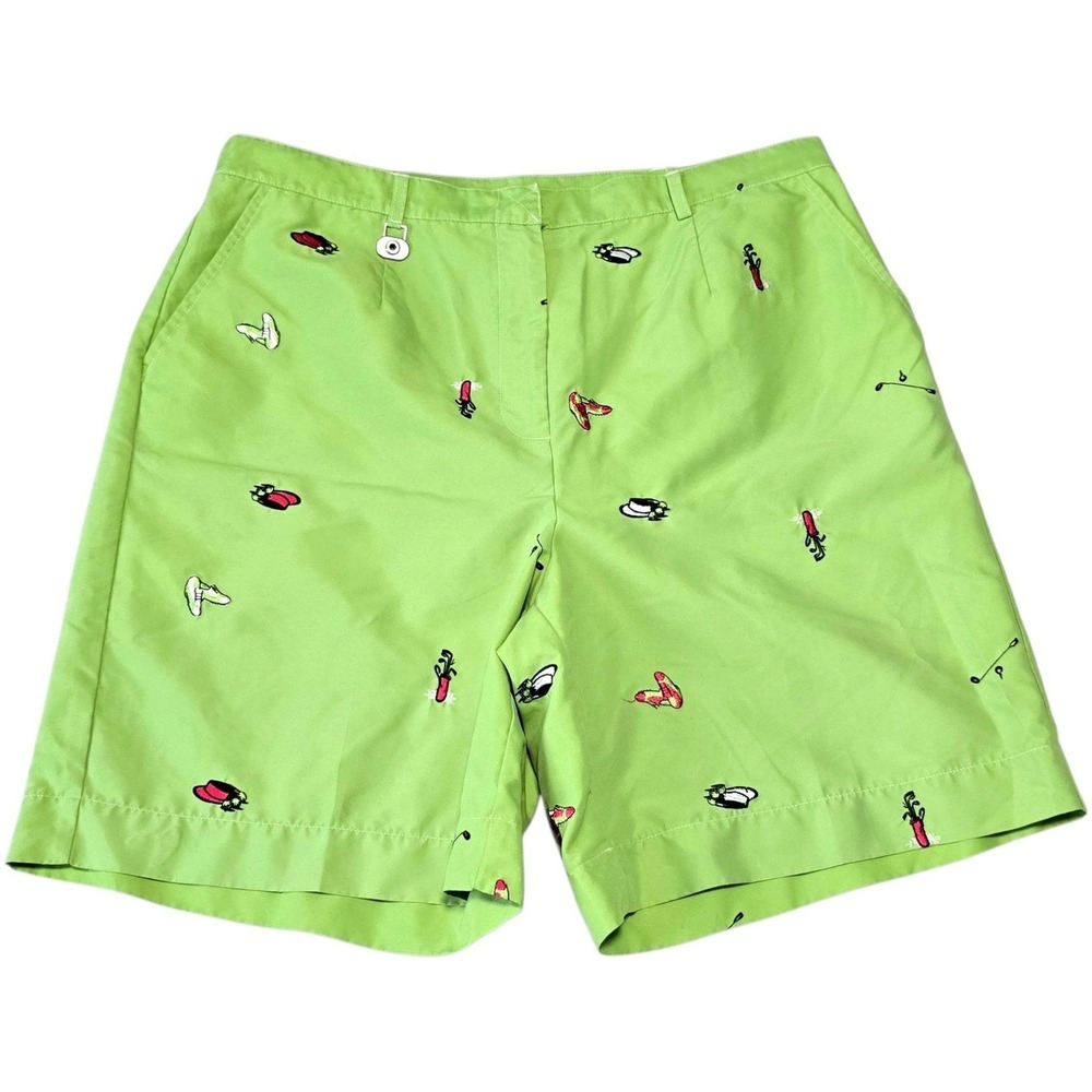 Sag Harbor Sport Women's 14 Green Embroidered Golf Shorts Vintage 90s